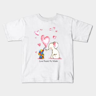 Love Needs No Words The Love Together Between Mom And Son Elephent Mom Autism Kids T-Shirt